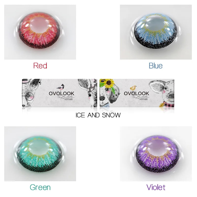 Qfdian 2pcs/pair Contact Lenses Colored Eye Lenses 4 Tone Eye Color Lens Colored Contacts Cosplay Anime Eyes