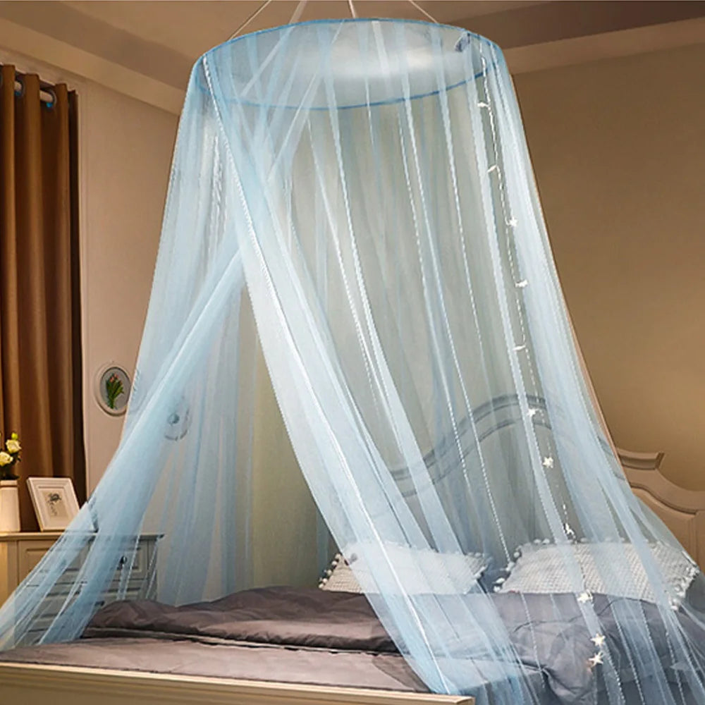 Qfdian French Romantic Princess Bed Canopy Mosquito Net Foldable Insect Proof Tent Polyester Mesh  Bedroom Camping Decor