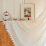 Qfdian Korean Daisy Curtain Road Pocket Shade Bohemian Tassel Curtain for Kitchen Bedroom Living Room Kids Semi Blackout Window Curtain