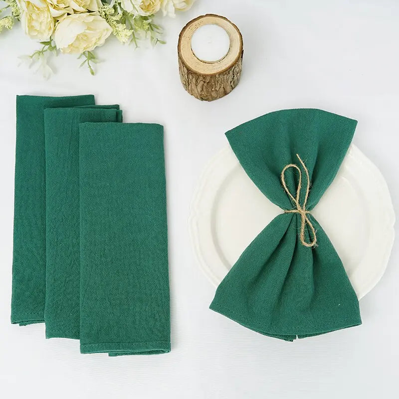 Qfdian 10PC Cloth Napkins Dark Green 30X45cm Thanksgiving Cotton Dinner Napkin for Wedding Party Baby Shower Christmas Table Decoration