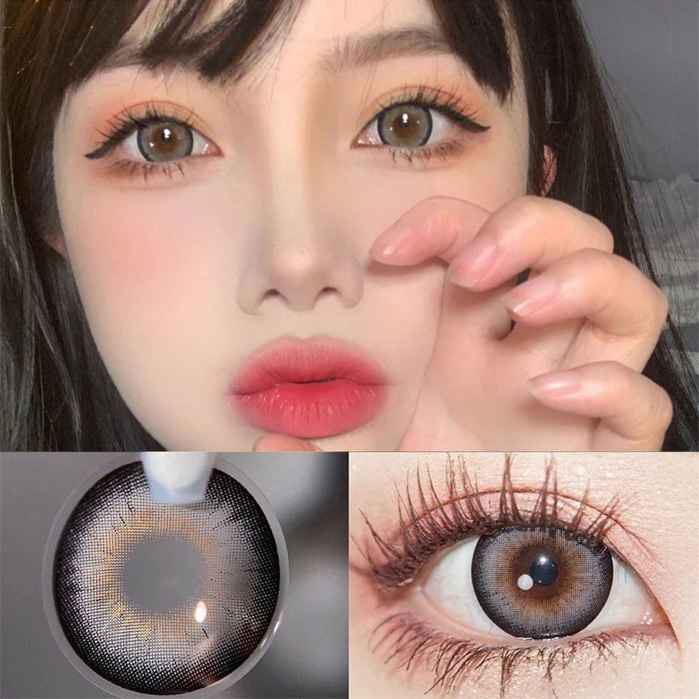 Qfdian 1pair Color Contact Lenses Softlens for Eyes Lenses Cosmetic Eyecontacts with Myopia