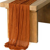 Qfdian Beige Table Runner Gauze Cheesecloth Rustic Sheer Boho Wedding Decoration Tablecloth Baby Shower Christmas Birthday Party Decors