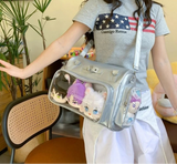 Qfdian Preppy Jk Girls Women's Handbags Japanese Pu Leather Transparent Backpacks Korean Vintage Y2k Aesthetic Trendy Shoulder Handbags