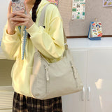Qfdian Streetwear Women Simple Zipper Shoulder Bags All Match Y2k Aesthetic Fashion Handbags Casual Vintage Women Underarm Bag Trendy