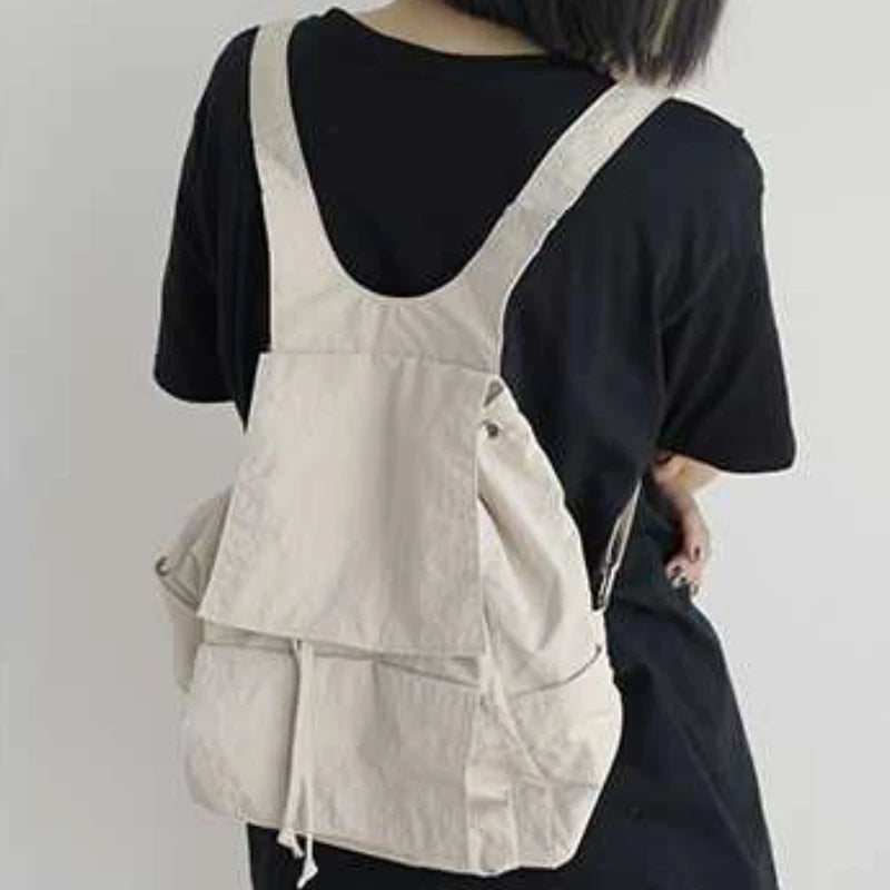 Qfdian Simple Solid Casual All Match Backpacks Women Students Y2k Aesthetic Casual Schoolbags 2025 New Fashion Ins Trendy Bags Japanese