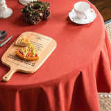 Qfdian Solid Round Tablecloths with Pom Poms Cotton Tablecloth Table Covers for Kitchen Dining Restaurant Wedding Party Home Decoration