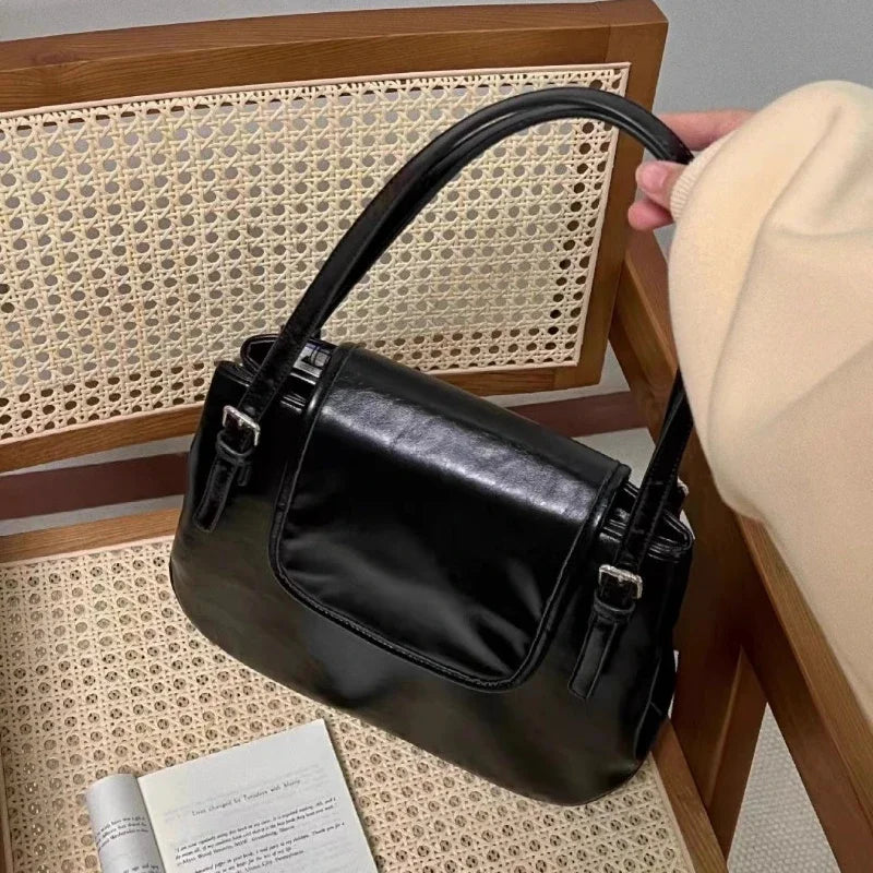 Qfdian Vintage Office Lady Simple Women's Handbags All Match Casual Underarm Bag Streetwear Fashion Trendy Shoulder Bags Y2k Aesthetic