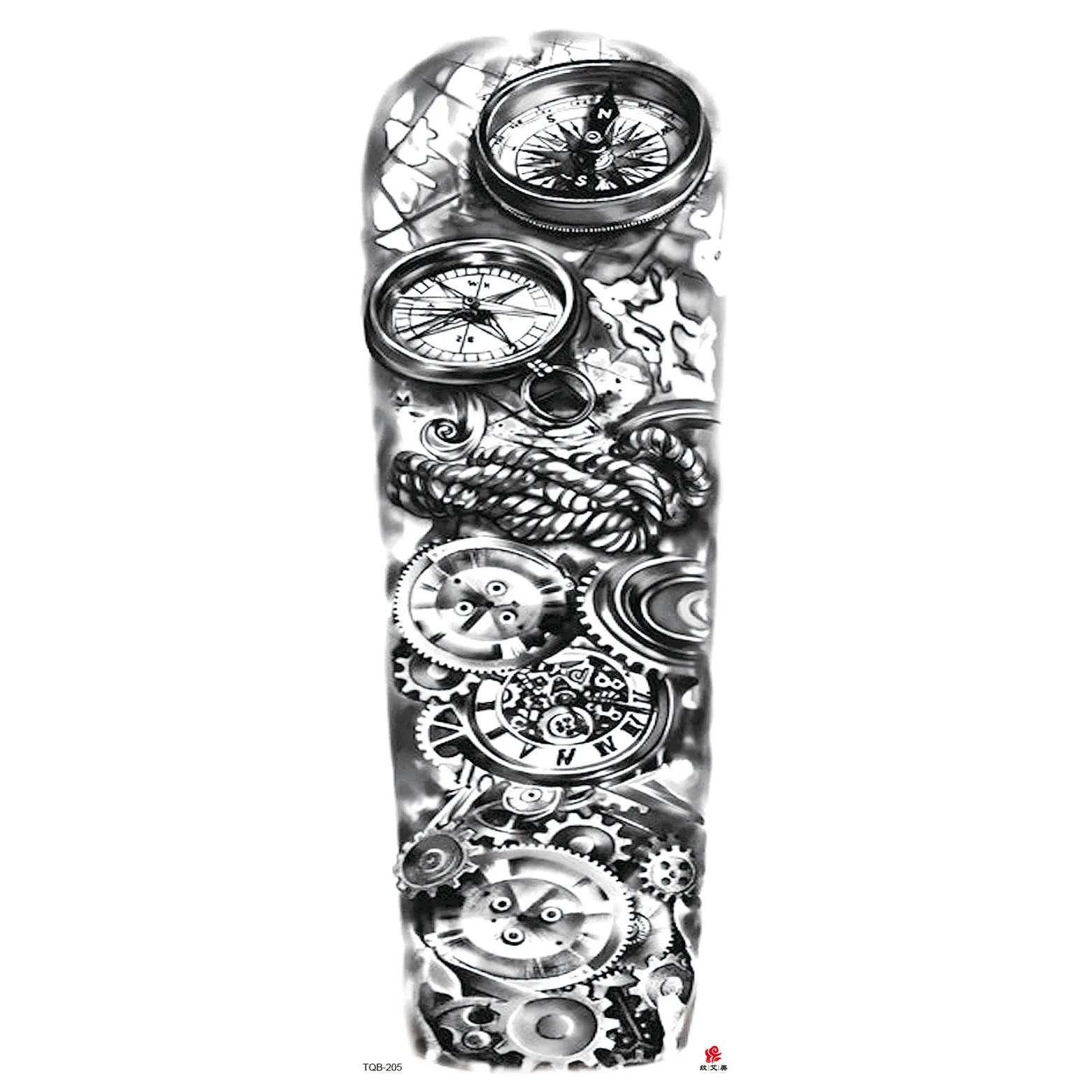 Qfdian Full Arm Tattoo Waterproof Temporary StickerCool Skull Fish Dragon Lion Clock Men Women Art Fake Sticker Glitter Style