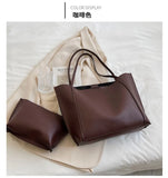 Qfdian Large Capacity Shoulder Bag Trendy Pu Leather Tote Bags Solid Color Ladies Handbag Women's Fashion Underarm bags