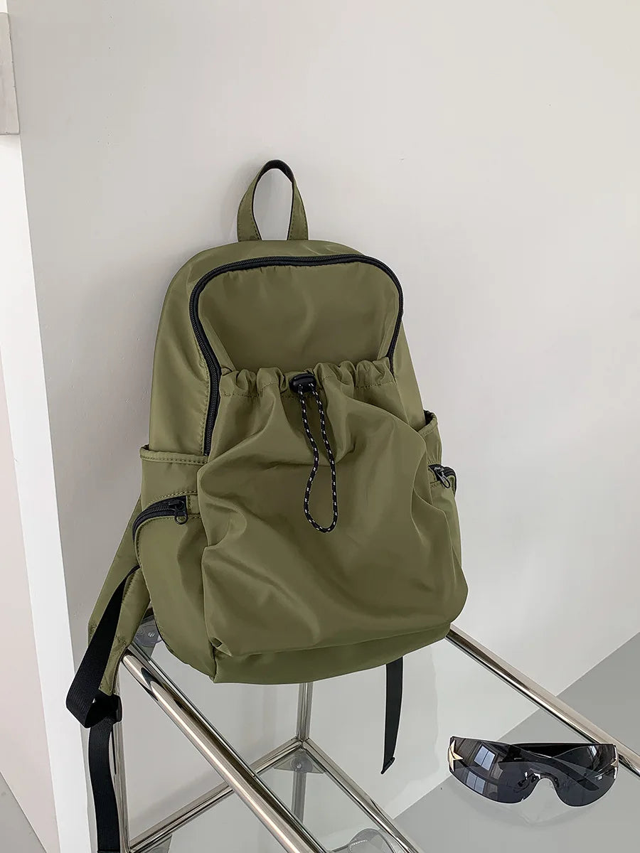 Qfdian College Students Y2k Aesthetic Vintage Backpacks High-capacity Simple Casual Women Backpack 2025 Nylon High-capacity Schoolbags