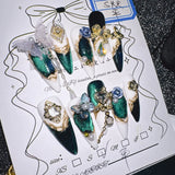 Qfdian 10Pcs High Quality Handmade Press on Nails Nail art Cancer Super Sparkling Dark Style Spicy Girl