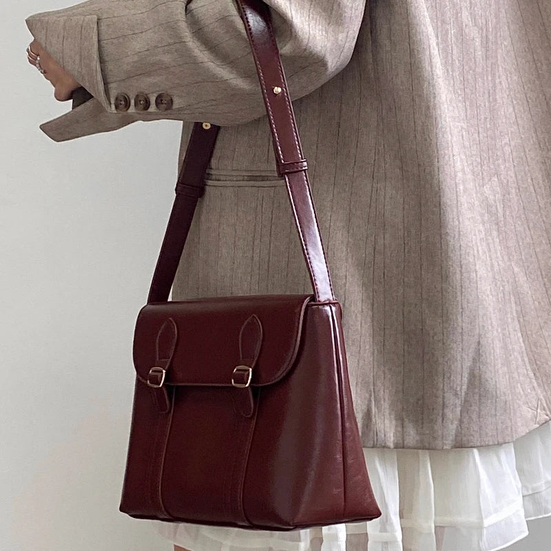 Qfdian Vintage Solid Trendy Preppy Women Handbags Luxury All Match Punk Shoulder Crossbody Bag Y2k   Streetwear Messenger Bags