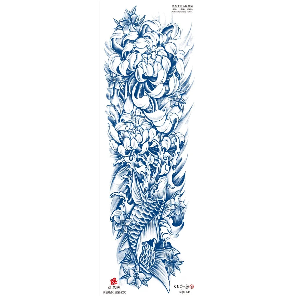 Qfdian Full Leg Arm Temporary Herbal Juice Ink Tattoo Stickers Lasting  15 Days Waterproof Tattoo  Animal  Tattoo Stickers for Men Boys