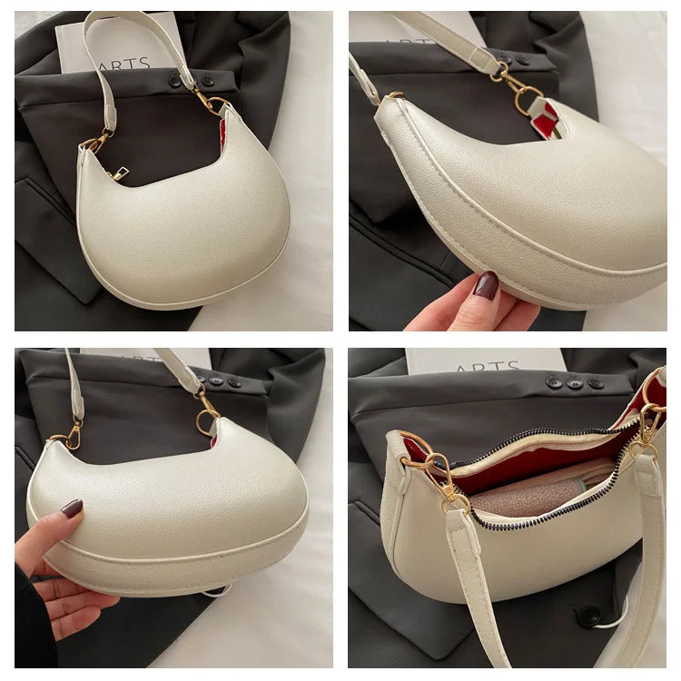 Qfdian New Fashion Underarm Bags High-end Moon-shaped Baseball Bag Showing Luxury Women's Single Shoulder Bag and Handbags