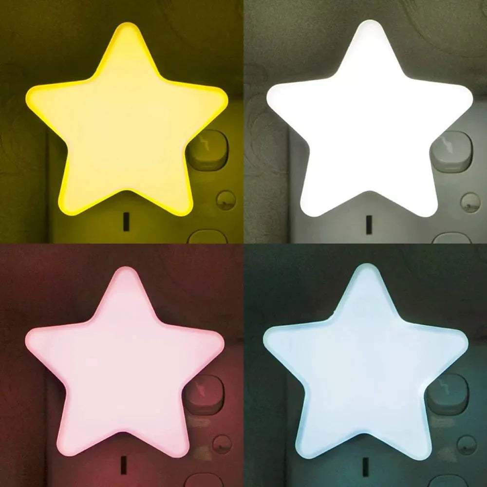 Qfdian LED Stars Night Lights EU/US Plug Night Lamp Light Home Decoration Bedroom Bedside Baby Room Living Room Corridor Lighting