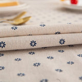 Qfdian Retro Small Flowers Rectangle Tablecloths Tassel Polyester Cotton Printed Table Covers for Living Room Kitchen Dining Decoration