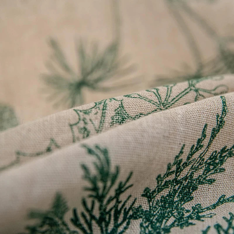 Qfdian Green Printed Pines Birds Tablecloths Rectangle Cotton Linen Table Cloth Table Cover for Kitchen Dining Tables Picnic Decoration