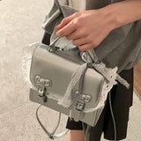Qfdian Korean Kawaii Lace Fashion Handbags Women All Match Sweet Mini Backpacks Y2k Aesthetic Casual Simple Schoolbags Trendy Preppy