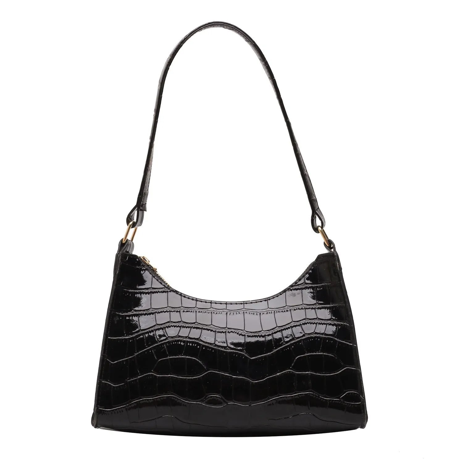 Qfdian Fashion PU Leather Underarm Bags for Women Alligator Pattern Armpit Handbag Female Small Handbags Messenger Purse