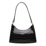 Qfdian Fashion PU Leather Underarm Bags for Women Alligator Pattern Armpit Handbag Female Small Handbags Messenger Purse