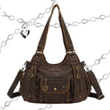 Qfdian 2025 Women Vintage Fashion Handbags High-capacity Office Lady Y2k Tote Bags All Match Luxury Design Shoulder Underarm Bag Korean