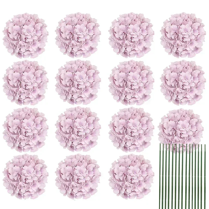 Qfdian Silk Hydrangea Flowers 54 Petals Artificial Hydrangeas with Stem for Flower Arrangement Table Decor Wedding Home Decoration