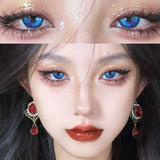 Qfdian Prussian Blue Color Contact Lenses Cosplay Softlens for Eyes Lenses Eyecontacts with Myopia