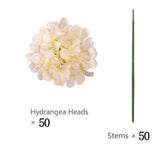 Qfdian 50 PCS Artificial Hydrangea Flowers Silk Hydrangea Heads for Wedding