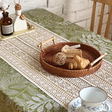 Qfdian Vintage Handmade Crochet Tablecloths Rectangle Washable Tassel Table Cloth for Wedding Party Kitchen Dinning Tabletop Decoration