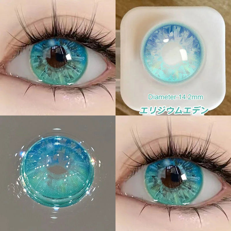 Qfdian 2pcs Diamond Cosplay Nightclub Party Contact Lenses Luxury Softlens 14.2mm