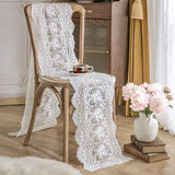 Qfdian White Lace Table Runner Floral Embroidered Tables Lace Doilies Dressers End Tables for Wedding Decorations Tea Party Baby Shower