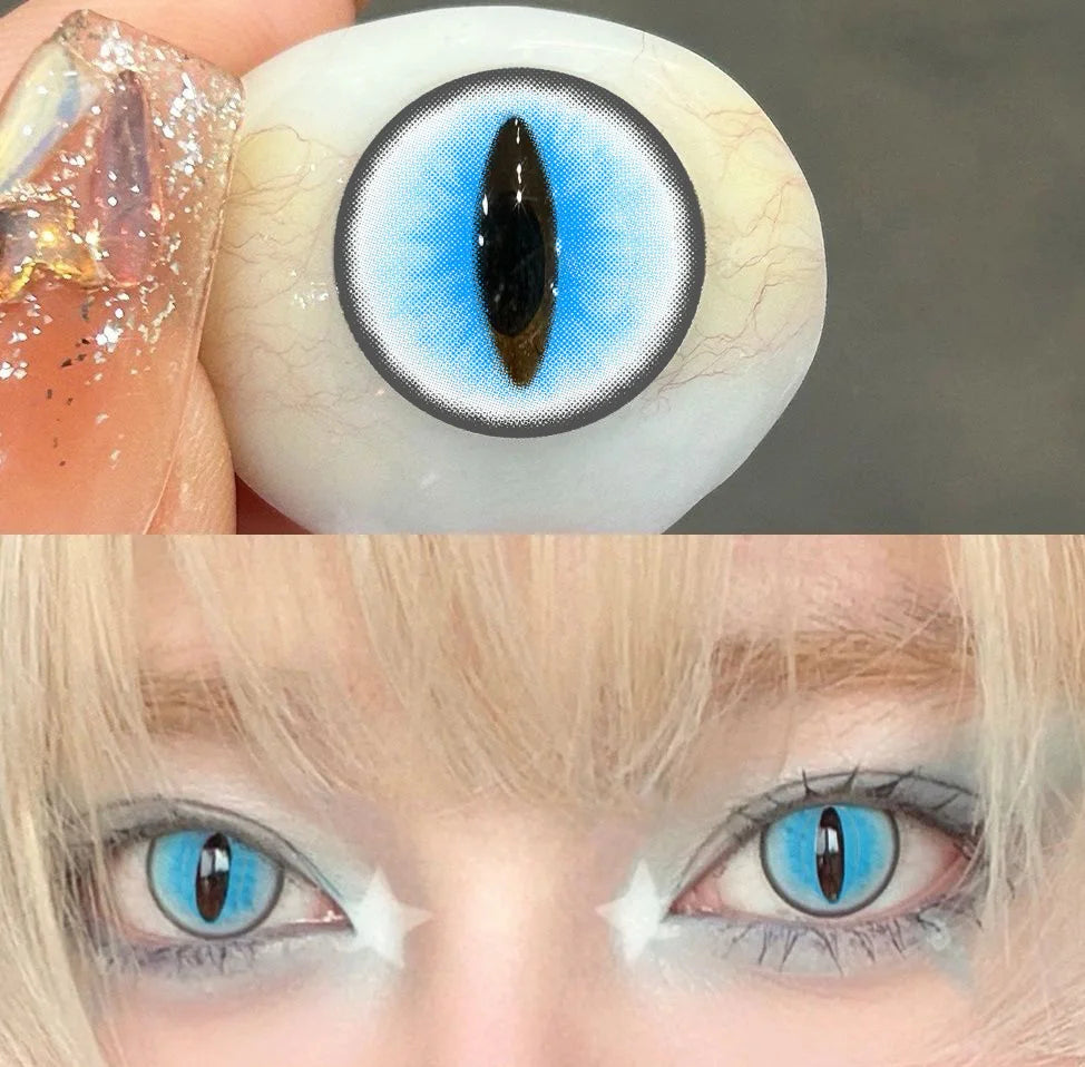 Qfdian Cateye Cosplay Color Contact Lenses Animal Pupil 6months 1pair Halloween Cute Softlens