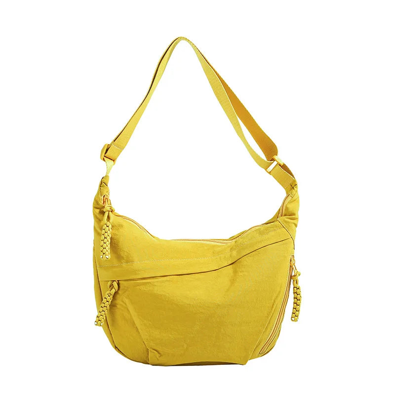 Qfdian New Women Simple All Match Shoulder Handbags Casual Solid Cargo Hobo Bag Streetwear Vintage Crossbody Bags Y2k Aesthetic