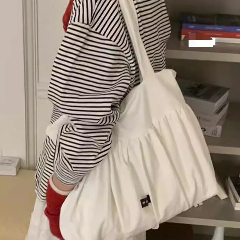 Qfdian Office Lady All Match Bandage Bags for Women Luxury Design Chic Pleated Underarm Bag Fairy Simple Casual Girls Shoulder Handbags