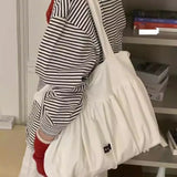 Qfdian Office Lady All Match Bandage Bags for Women Luxury Design Chic Pleated Underarm Bag Fairy Simple Casual Girls Shoulder Handbags