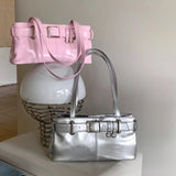 Qfdian Fashion Trendy Office Lady Elegant Shoulder Bags Sweet Y2k Aesthetic Chic Women's Handbags All Match Vintage Fairy Underarm Bag