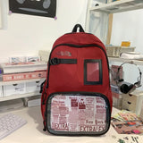 Qfdian Y2k Aesthetic Vintage Grunge Ita Bags High-capacity Transparent Laptop Schoolbags Women Students All Match Ins Preppy Backpacks