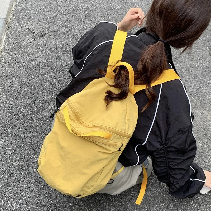 Qfdian Women's Waterproof Nylon Backpack Lightweight Travel Leisure Fashion Large Capacity Sport Gym Bag With Zipper