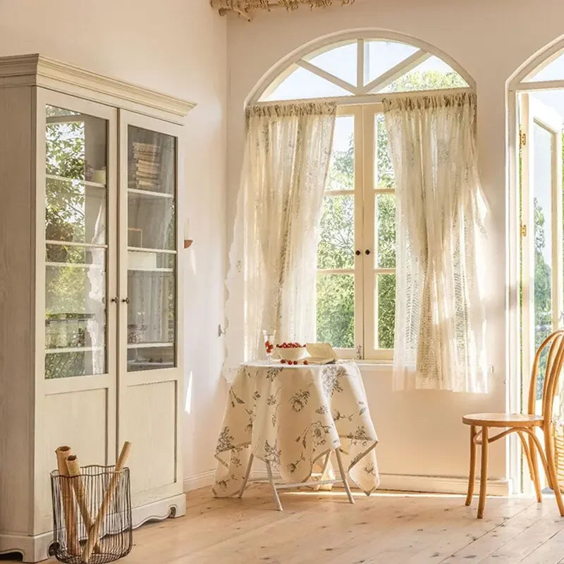 Qfdian 1 Panel Kids Blackout Curtain for Bathroom Bedroom Living Room Classroom Sheer Overlay Double Layer Rod Pocket Drapery with Lace