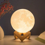Qfdian 8cm Moon Lamp LED Night Light Battery Powered With Stand Starry Lamp Bedroom Decor Night Lights Kids Gift Moon Lamp