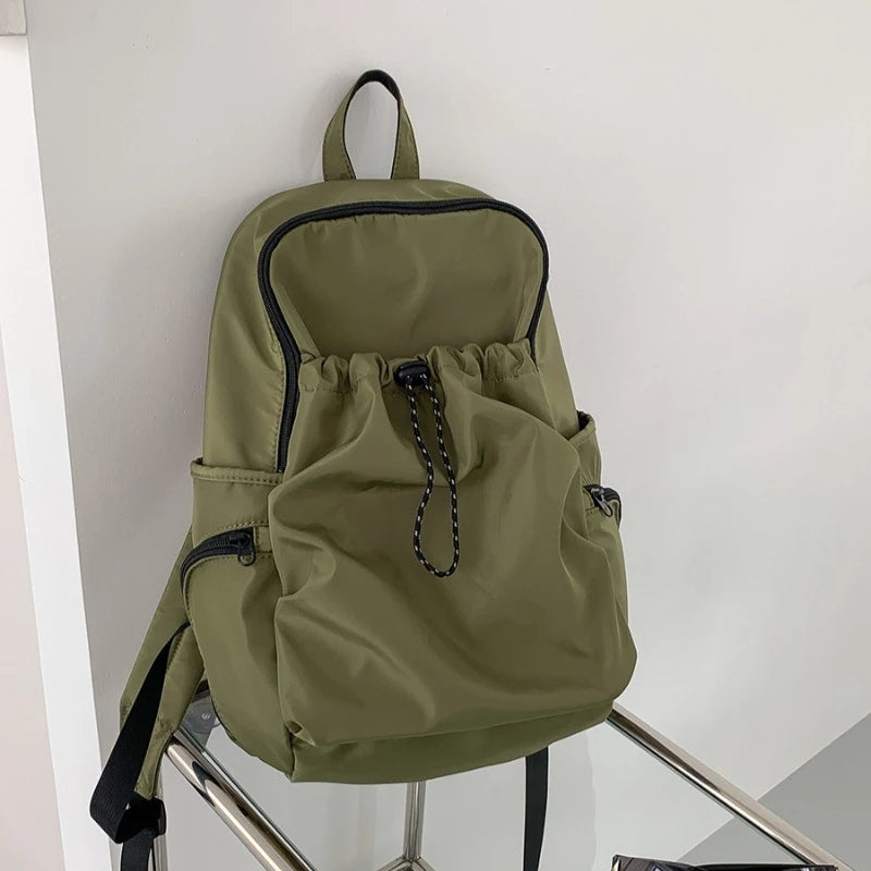 Qfdian College Students Y2k Aesthetic Vintage Backpacks High-capacity Simple Casual Women Backpack 2025 Nylon High-capacity Schoolbags