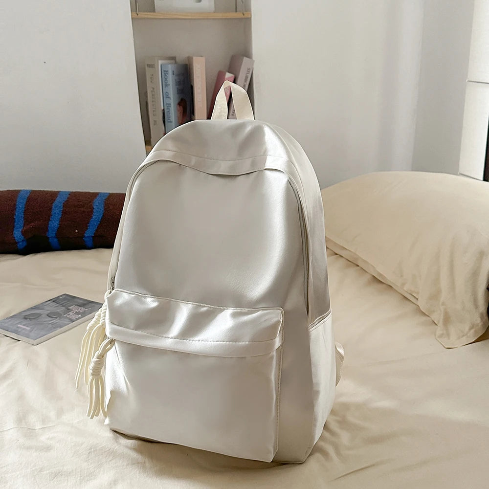 Qfdian Backpack for College Students, High School, Large Capacity Travel Backpack, Solid Color, Simple Computer Backpack