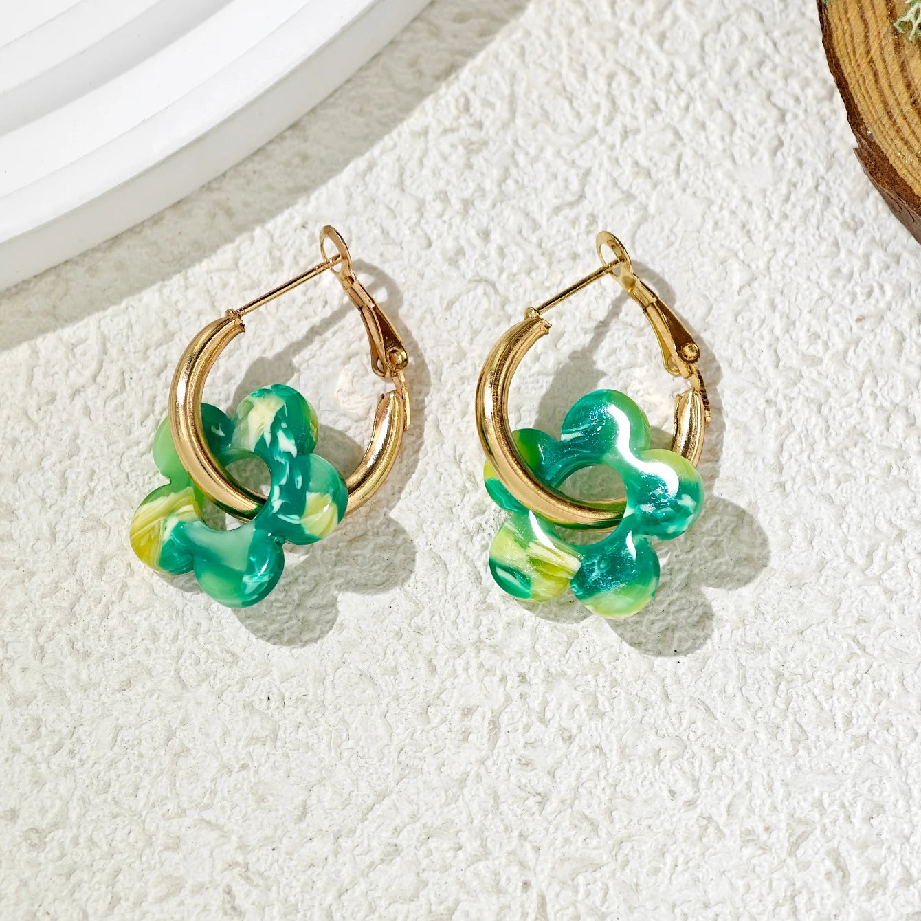 Qfdian Minimalist Acrylic Hollow Floral Earrings Unique Versatile Women Gift Accessories