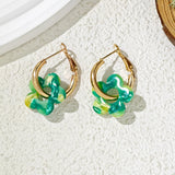 Qfdian Minimalist Acrylic Hollow Floral Earrings Unique Versatile Women Gift Accessories
