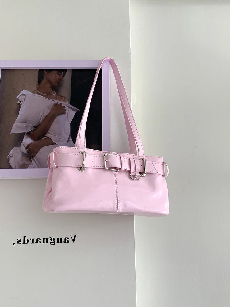 Qfdian Fashion Trendy Office Lady Elegant Shoulder Bags Sweet Y2k Aesthetic Chic Women's Handbags All Match Vintage Fairy Underarm Bag