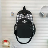 Qfdian Y2k Aesthetic Contrast Color Plaid Schoolbags Women Preppy Kawaii All Match Ita Bags Transparent High-capacity Student Backpacks