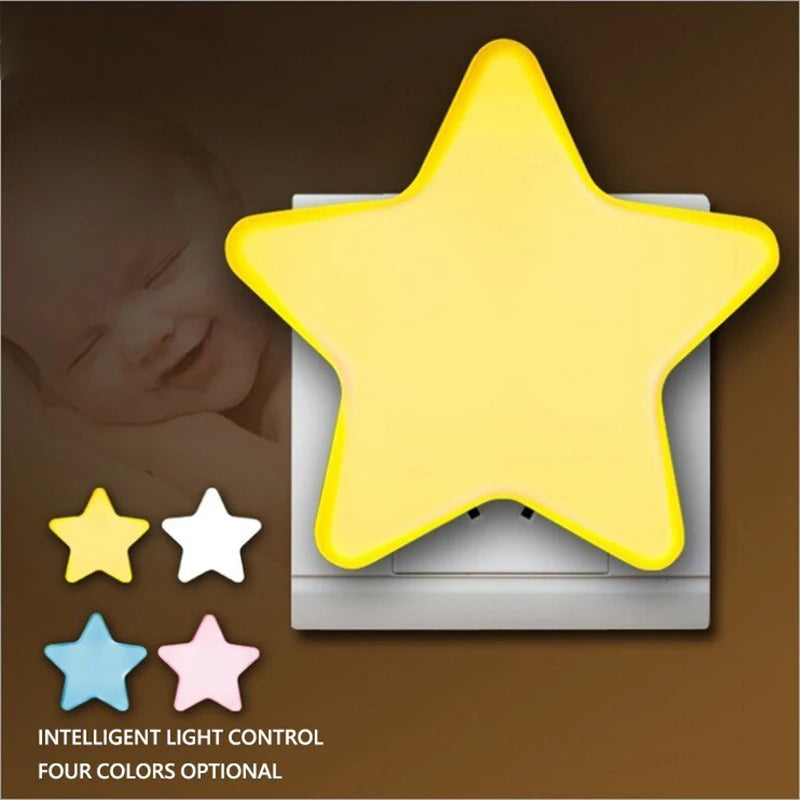 Qfdian LED Stars Night Lights EU/US Plug Night Lamp Light Home Decoration Bedroom Bedside Baby Room Living Room Corridor Lighting