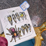 Qfdian 10Pcs High Quality Handmade Press on Nails Earth Demon Spider Dark Super Flash Exaggerated Spider Spicy Girl Personality Gothic
