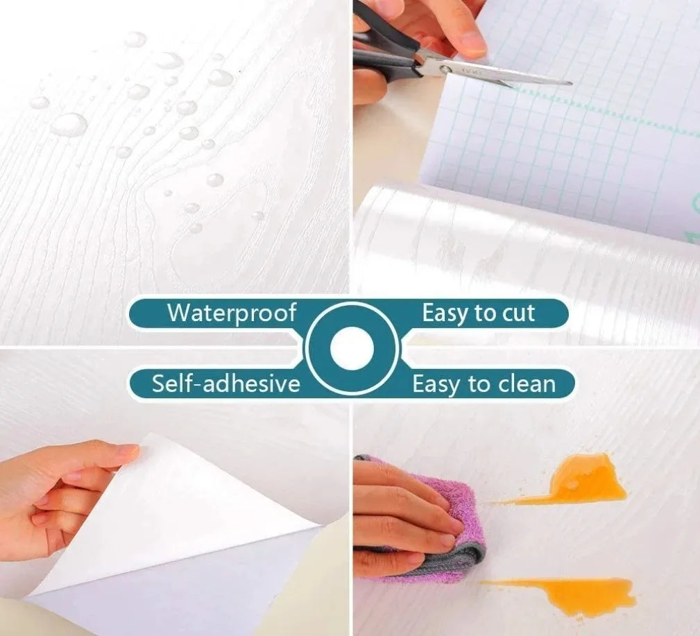 Qfdian 40CM X 1M Thickened Anti Fouling Waterproof Wood Grain Self-adhesive PVC Modern Furniture Decorative Wallpaper
