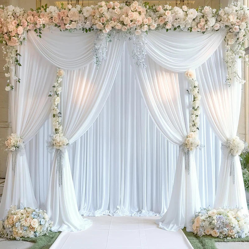 Qfdian White Backdrop Curtain Wedding Wrinkle Free Drapes for Baby Shower Bridal Birthday Party Photo Photography Background Decoration